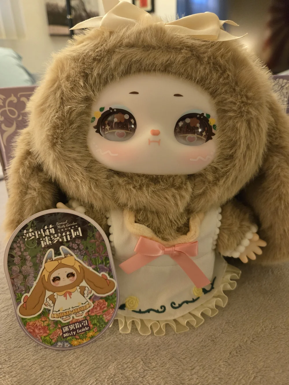 Plush Bunny Costume Doll in Brown with Floral Dress